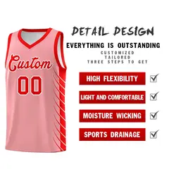 Light Pink Light Red Side Symmetrical Line Pattern Basketball Jersey 2