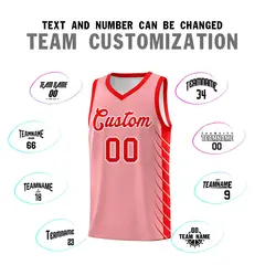 Light Pink Light Red Side Symmetrical Line Pattern Basketball Jersey 4