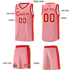 Light Pink Light Red Side Symmetrical Line Pattern Basketball Jersey 5