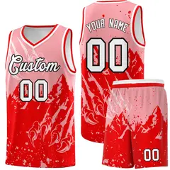 Light Pink Light Red Snow Mountain Beast Pattern Basketball Jersey 1