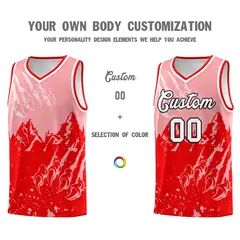 Light Pink Light Red Snow Mountain Beast Pattern Basketball Jersey 3
