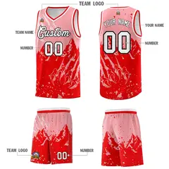 Light Pink Light Red Snow Mountain Beast Pattern Basketball Jersey 5