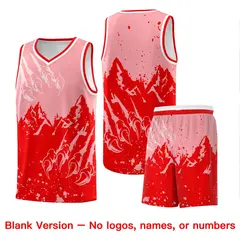 Light Pink Light Red Snow Mountain Beast Pattern Basketball Jersey 7