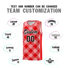 Light Pink Light Red-White Grid Basketball Kits For Team 4