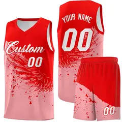 Light Pink Light Red Wing Pattern Basketball Jersey 1
