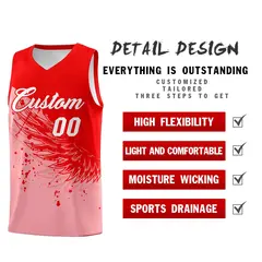 Light Pink Light Red Wing Pattern Basketball Jersey 2