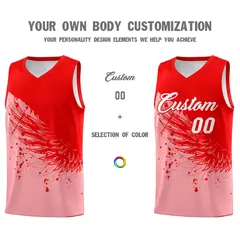 Light Pink Light Red Wing Pattern Basketball Jersey 3