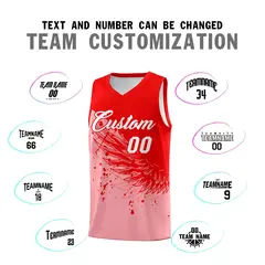 Light Pink Light Red Wing Pattern Basketball Jersey 4