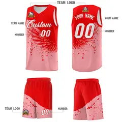 Light Pink Light Red Wing Pattern Basketball Jersey 5