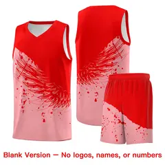 Light Pink Light Red Wing Pattern Basketball Jersey 7