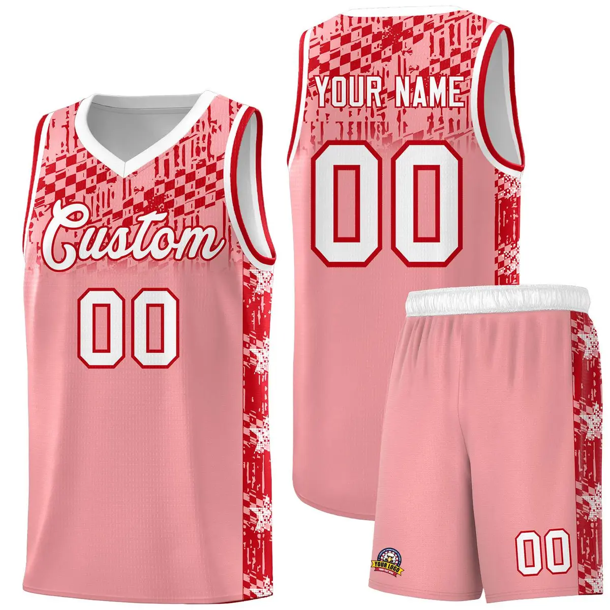 Light Pink Mosaic Stars Basketball Uniform Jersey