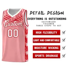 Light Pink Mosaic Stars Basketball Uniform Jersey 2
