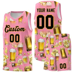 Light Pink National Beer Day Beer Bubble Basketball Jersey 1
