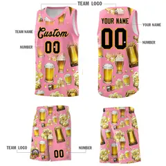 Light Pink National Beer Day Beer Bubble Basketball Jersey 3
