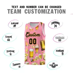 Light Pink National Beer Day Beer Bubble Basketball Jersey 4