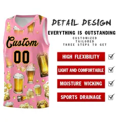 Light Pink National Beer Day Beer Bubble Basketball Jersey 5