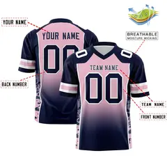 Light Pink Navy Gradient Side Pattern Football Jersey 2