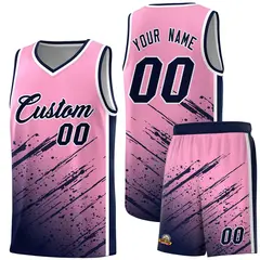 Light Pink Navy Splash Basketball Uniforms for Match