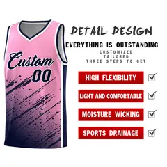 Light Pink Navy Splash Basketball Uniforms for Match 2