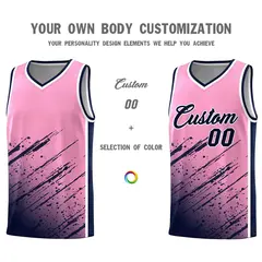Light Pink Navy Splash Basketball Uniforms for Match 3