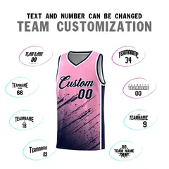 Light Pink Navy Splash Basketball Uniforms for Match 4