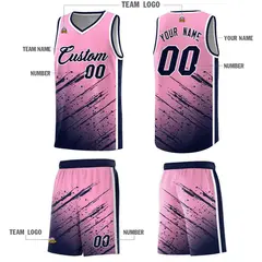 Light Pink Navy Splash Basketball Uniforms for Match 5