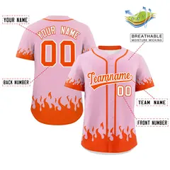 Light Pink Orange Flame Graffiti Authentic Baseball Jersey 2