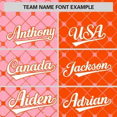 Light Pink Orange Split Plaid Authentic Baseball Jersey 3