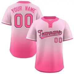 Light Pink Pink-Black Gradient Two-Button Softball Jersey