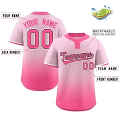 Light Pink Pink-Black Gradient Two-Button Softball Jersey 2