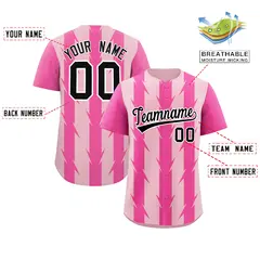 Light Pink Pink Blade Pattern Raglan Baseball Jersey 2