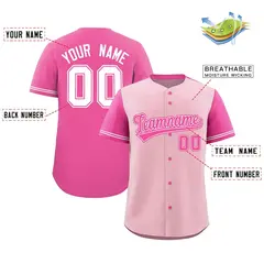 Light Pink Pink Color Block Raglan Sleeves Baseball Jersey 2