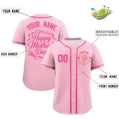 Light Pink Pink Mother's Day Baseball Jersey 2