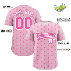 Light Pink Pink Polka Dot Graffiti Authentic Baseball Jersey 2