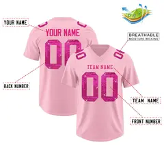 Light Pink Pink Sequin Lettering Breathable Football Jersey 2