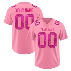 Light Pink Pink Sequin Lettering Breathable Football Jersey 1