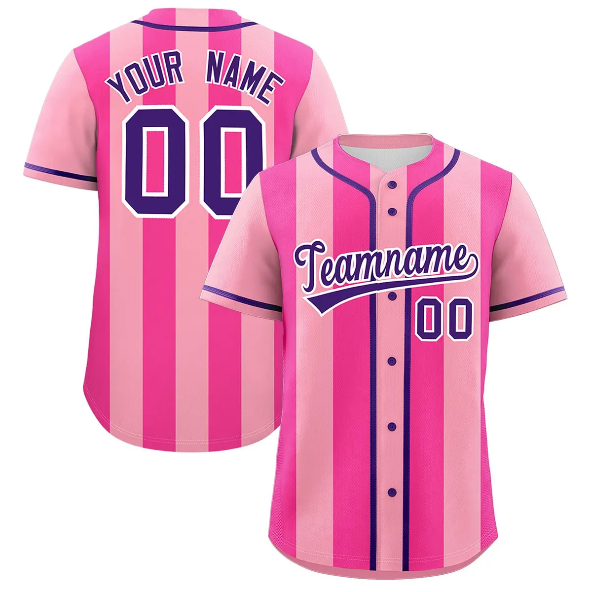 Light Pink Pink Thick Stripe Authentic Baseball Jersey