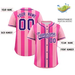Light Pink Pink Thick Stripe Authentic Baseball Jersey 2