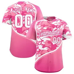 Light Pink Pink White Camo Gradient Fashion Baseball Jersey 1