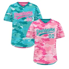 Light Pink Pink White Camo Reversible Pullover Baseball Jersey