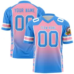 Light Pink Powder Blue Gradient Side Pattern Football Jersey 1