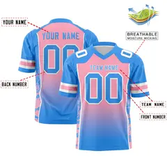 Light Pink Powder Blue Gradient Side Pattern Football Jersey 2