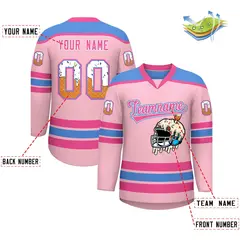 Light Pink Powder Blue Ice Cream Helmet Pattern Hockey Jersey 2
