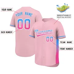 Light Pink Powder Blue-Pink Gradient Side Baseball Jersey 2