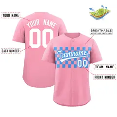 Light Pink Powder Blue Plaid Baseball Jersey 2
