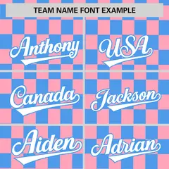 Light Pink Powder Blue Plaid Baseball Jersey 3
