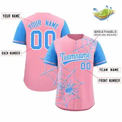 Light Pink Powder Blue Spider Web Raglan Baseball Jersey 2
