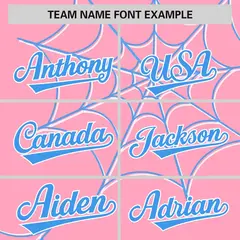 Light Pink Powder Blue Spider Web Raglan Baseball Jersey 3