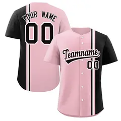 Light Pink Powder Blue-White Color Block Baseball Jersey