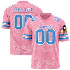 Light Pink Powder Blue-White Graffiti Line Football Jersey